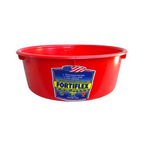 Fortiflex Mini Feed Pan for Dogs and Horses, 5-Quart, Red