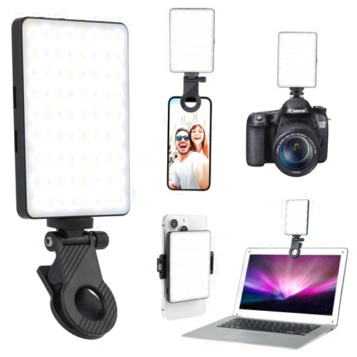 KAMISAFE Selfie Light with Front & Back Phone Clip - 72 LED Rechargeable Phone Light Portable Clip on Light for Phone iPhone iPad Tablet Laptop Camera Tiktok Video Vlog Makeup, 3 Light Modes