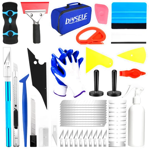 DIYSELF Window Tint Kit for Cars, 45 Pcs Vehicle Glass Protective Film Wrapping Set, Squeegee for Vinyl, Vinyl Wrap Tools, Window Tint Tools, Car Film Kit