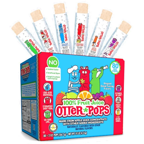 Otter Pops Freezer Bars, 100% Fruit Juice Ice Pops, Original Flavors (80ct – 2oz bars)