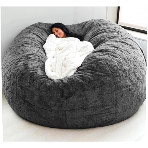 Handläufe Breathable and Comfortable Bean Bag Chair Cover (No Filler), Lazy Sofa Bed Cover Giant Fur Bean Bag Cover Washable Giant Bean Bag Chairs Cover