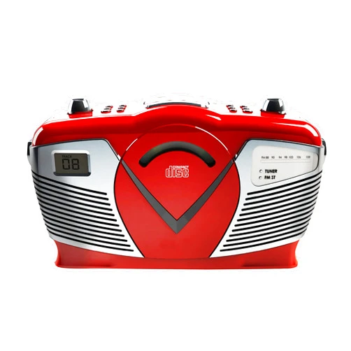 PROSCAN Retro Style Portable CD Boombox with AM/FM Radio- Top Loading CD - Aux-in Jack - AC & Battery Compatible - LCD Display - Carrying Handle