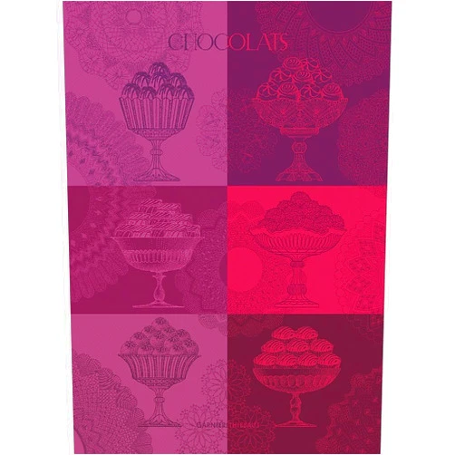 Garnier-Thiebaut USA Garnier Thiebaut Chocolats Fins Prune (Fine Pink Chocolates) French Kitchen Towel 22