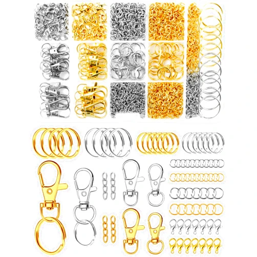 FIVEIZERO 990PCS FIVEIZERO Keychain Making Kit - Keychain kit with Key Ring, Key Chain Clip, Lobster Claw Clasps, Swivel Snap Hook, Jumprings & Extender Chain for Crafts, DIY Projects and Jewelry Making