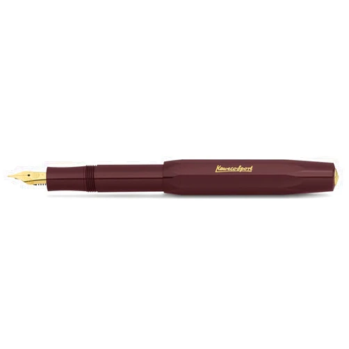 Kaweco CLASSIC SPORT Fountain Pen Bordeaux with 23 Carat Gold-Plated Steel Nib and Iridium Tip for Ink Cartridges I Sport Fountain Pen 13 cm I Nib: F (Fine)