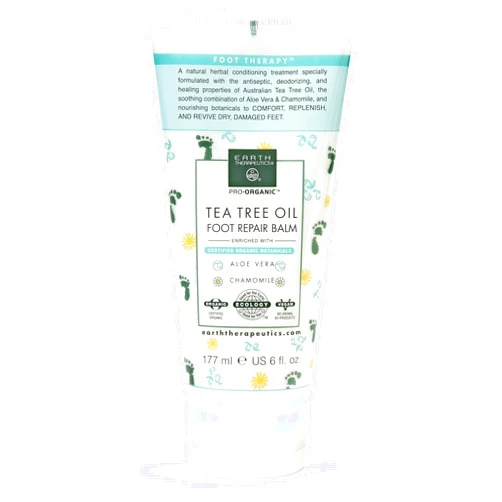 Earth Therapeutics Tea Tree Oil Foot Balm – Australian Tea Tree Oil w/Aloe Vera & Chamomile – Hydrates, Softens & Conditions Dry Cracked Feet, Heel and Calluses – Soothe Irritated Skin – 6 Ounces