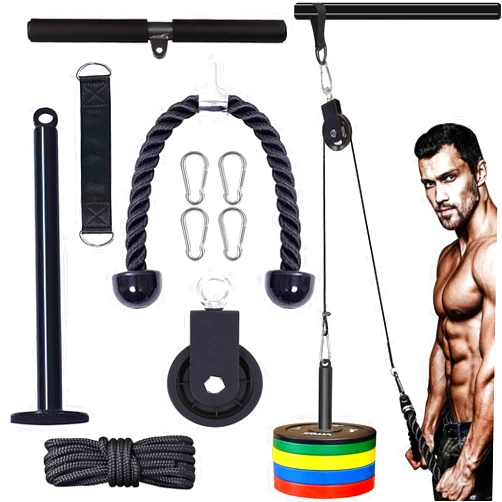 Monfasye Mtgluk Cable Pulley System Upgraded DIY LAT and Lift Weight Pulley Machine Attachment Home Gym Forearm Wrist Roller for Triceps Pull Downs Biceps Curl Forearm Shoulder