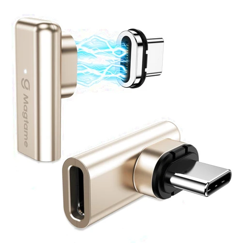Magtame 2Pack 240W Magnetic Right Angle USB C Male to USB C Female Adapter 90 Degree, Type C Adapter Extender, 40Gbps 4K Video for USB 4 Steam Deck, ROG Ally, Switch, PC, Tablet, iPhone 15