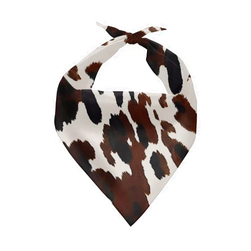 KEIAHUAN Brown Cow Pattern Bandana Dog Scard Reversible Triangle Kerchief Bandanas Pet Scarf Adjustable&Washable Kerchief Set Accessories