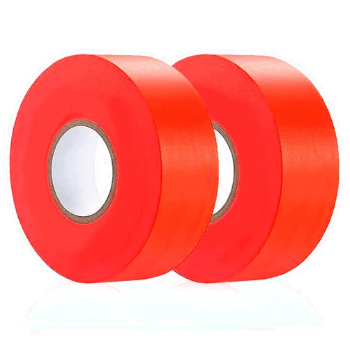 Hubaow 2 Pack Orange Flagging Tape, Non-Adhesive Plastic Ribbon Neon Marking Roll, 1