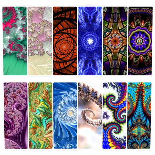 LIVIN HARMONY Fractal Unique Bookmarks for Book Lovers - Cool Book Markers for Women - Aesthetic Set of Bookmarks for Students & Boys - Fun Book Marks for Kids Bulk - Classroom Gifts for Students by Livin Harmony