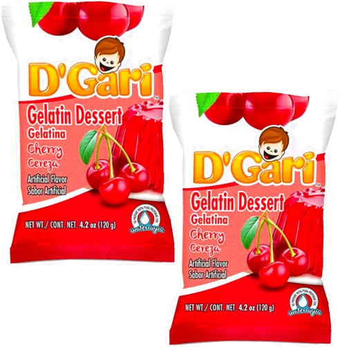 OHMARKET D'Gari Gelatin Dessert Cherry Flavor - 2 pack x 120g - Gelatina Cereza