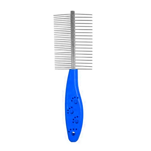 CONSANTO Pet Tool Double-Sided Grooming Comb Removes Tangles, Mats, Loose Hair and Dirt for Cats Dogs (Blue)