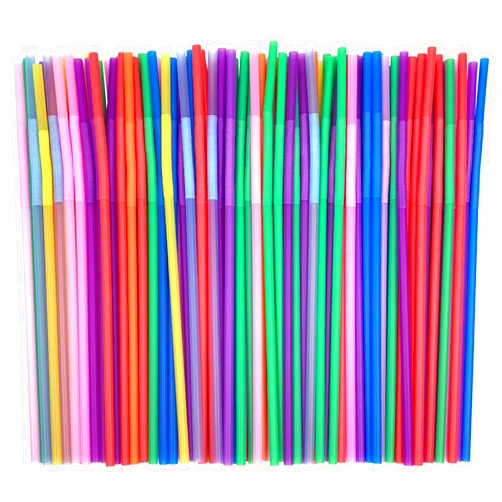KTOJOY 100 Pcs Flexible Colorful Disposable Plastic Bendable Drinking Bendable Straws, 10.4