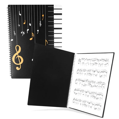 JIANTA 120Pages Sheet Music Folder A4, Spiral Binder Music File Folder, 8.5x11 inch Paper Documents Storage Holder Bag, Blank Plastic Concert Choral Folder