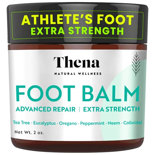 THENA Natural Wellness Athletes Foot Balm Extra Strength, Athletes Foot Treatment Cream, Heals Dry Cracked Feet Heels Itchy Skin Nails Toenails Advanced Foot Care for Men Women