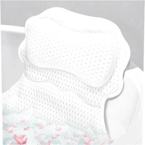 SetSail Bath Pillow, Relaxing Bath Pillows for Tub Neck and Back Support Soft 4D Breathable Air Mesh Ergonomic Bathtub Pillow with 6 Strong Suction Cups and Hook Luxury Bathroom Accessories,White