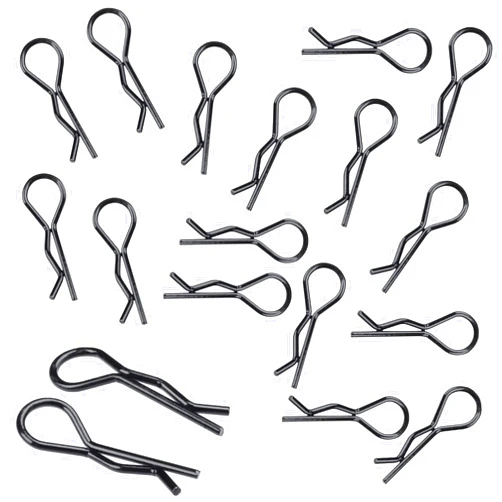 Hobbypark RC Body Clips Bent Springy R Pins Black Replacement Parts for 1/12 1/10 RC Car Crawler Truck Off Road Buggy Shell (50-Pack)