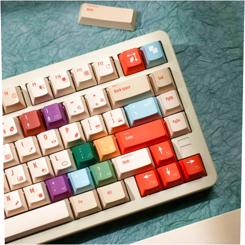 Hunfuthr PBT Keycaps, 129 Keys Dye Sub Cherry Profile Keycaps Set, Minimalist Retro Cool Custom Keyboard Keycaps, Keyboard Keycap for 100% 75% 65% 60% Cherry MX Switches Mechanical Keyboard