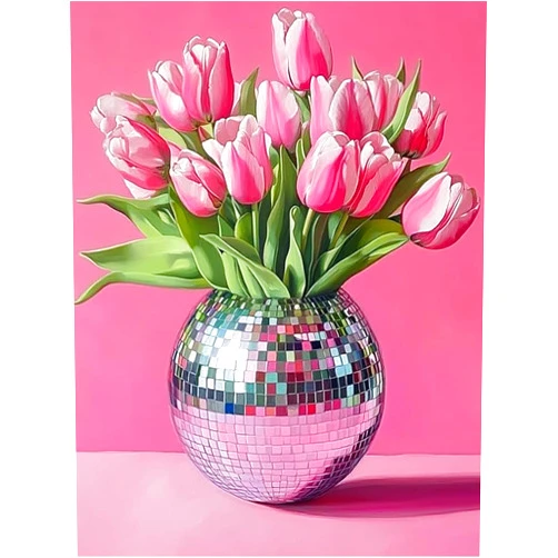 GUMITOON Pink Tulips Diamond Painting Kits for Adults, 5D Diamond Art Painting by Numbers Kits, DIY Diamond Dots Art Kits, Full Round Drill Diamond Paintings for Adults for Home Wall Decor [11.8x15.7 inch]