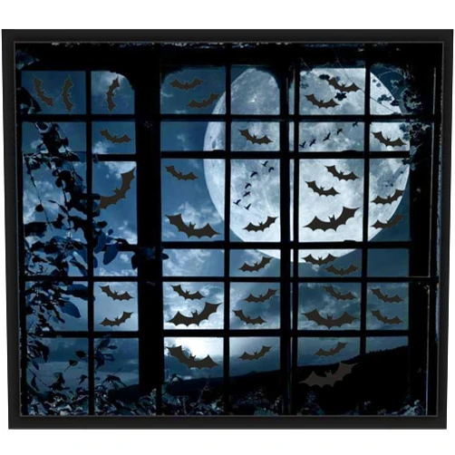 CocoHut 200PCS Halloween Window Clings Bat Decal Stickers - Halloween Party Decorations Supplies(10 Sheets)