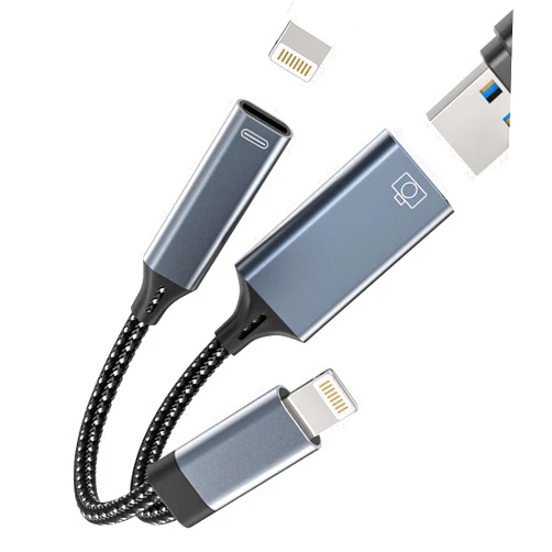 Aksenli USB to Lightning Adapter Dongle Iphone OTG Splitter Charger Cable for 12 11 13 Pro 7 8 Plus Ipad Apple Certified Camera Stick Flash Drive Memory Card Reader Cord Mouse Keyboard MIDI Charging Converter
