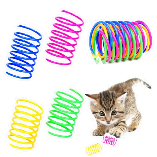 ISMARTEN Cat Spring Toys Pet Wide Plastic Colorful Springs Cat Toys for Cat Kitten Pets (Random Color) (10pcs)