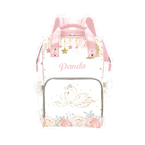 Anneunique Watercolor Floral Star Swan Diaper Bags Backpack with Name Personalized Baby Bag Nursing Nappy Bag Travel Tote Bag Gifts
