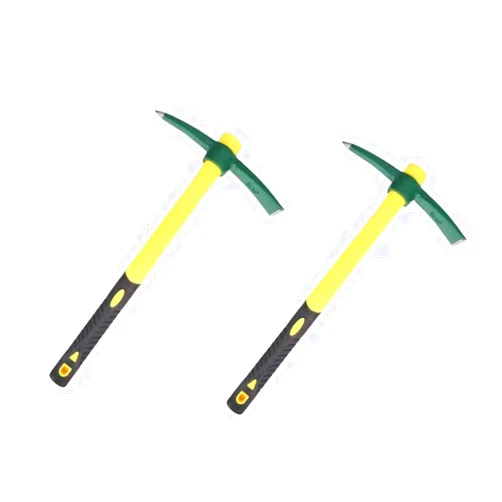 ESCULTORA 2PCS 18 Inches Steel Forged Pickaxe, Sturdy Durable Mattock Hoe, Weeding Pick Axe with Lightweight Plastic Coated Fiberglass Handle Suitable for Digging, Weeding, Gardening, Camping