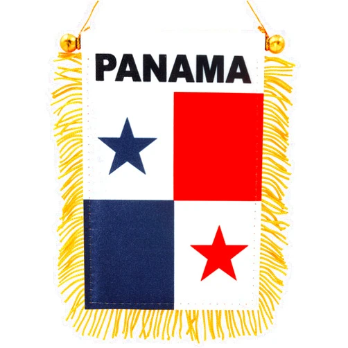 Anley 4 X 6 Inch Panama Fringy Window Hanging Flag - Mini Flag Banner & Car Rearview Mirror Décor - Fringed & Double Sided - Panamanian Hanging Flag with Suction Cup
