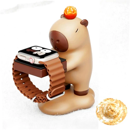 LOVE MEI For Apple Watch Charger Stand,Charger Stand Compatible with Apple Watch Series Ultra2/Ultra/10/9/8/SE2/7/6/SE/5/4/3/2/1(49/46/45/44/42/41/40/38mm)Cute Capybara iWatch Charging Dock,Supports Nightstand