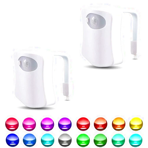 BSASHF 2 Pack Color Changing Toliet Night Light Motion Sensor Led Toilet Motion Activated Led Light Washroom Light UV Slap Activated Butt Lamp Smart Light Commode Night Lamp(16 2)