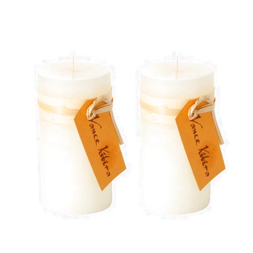 Sullivans Vance Kitira Pillar Candles Set of 2, 6-Inch Off-White Candle Sets, Clean-Burning, Environmental-Friendly, Unscented, Hand-Poured Wax Candles, Home Décor (CT246MWKIT)