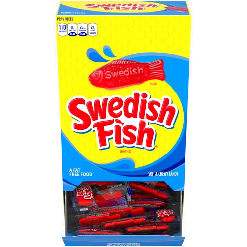 Swedish Fish 43146 Grab-and-Go Candy Snacks in Reception Box, 240-Pieces/Box
