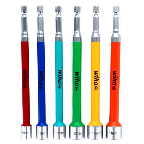 Wiha 70487 6 Piece Color Coded Magnetic Nut Setter Metric Set