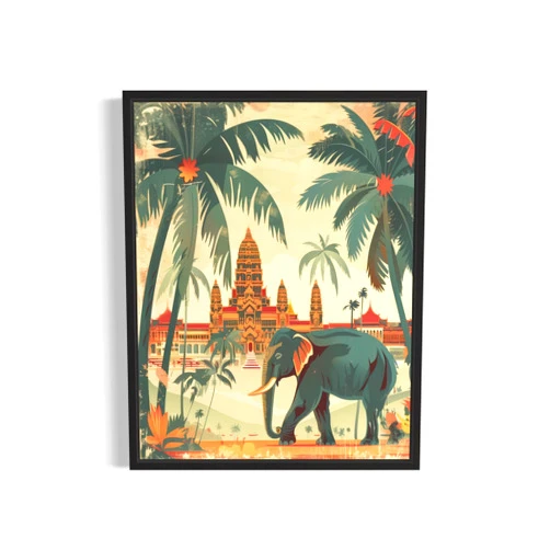 HomeArtPrint Elephant in Thailand Poster Art Print Wall Art Poster Decor, Vintage Retro Artwork for Bedroom, Bathroom Art (Elephant in Thailand, 11x14 inches (Unframed))