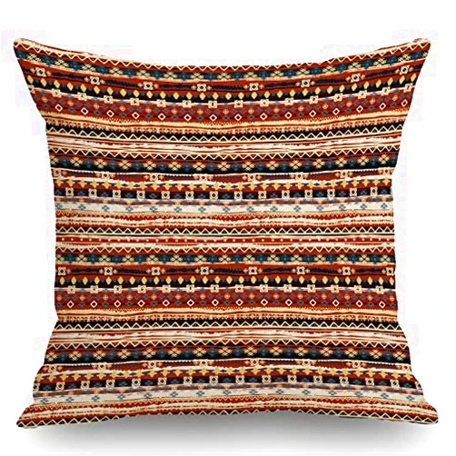 Moslion Boho Style Pillow Cover, Ethnic Pattern Pillow Cover, Tribal Art Print Cotton Linen Throw Pillow Case Cushion Cover Home Office Decorative for Sofa Living Room Square 18 X 18 Inches