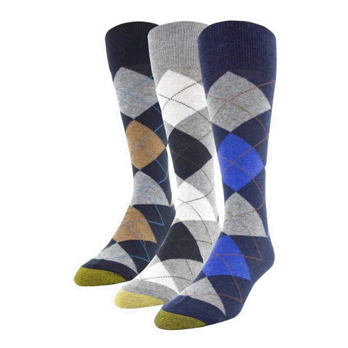 GOLDTOE Men's Carlyle Argyle Crew Socks 3 Pack