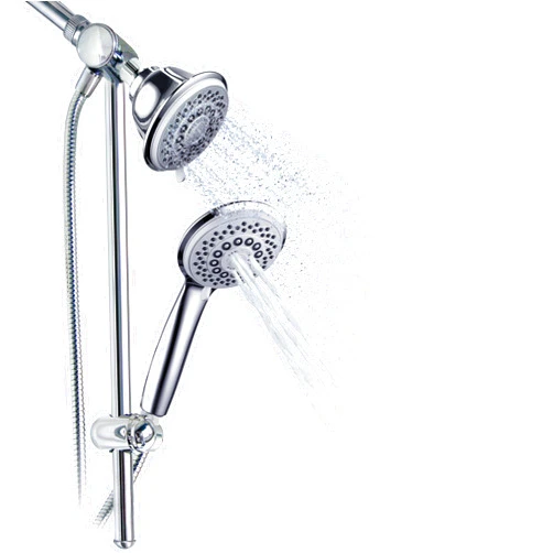 Hotel Spa HotelSpa Instant-Mount Drill-Free Height/Angle Adjustable 30-Setting SpiralFlo 3-Way Shower Head/Handheld Showerhead Slide Bar Combo