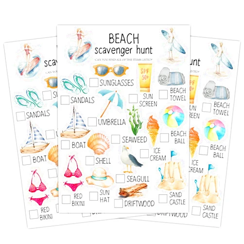 Ltazhyi Beach Scavenger Hunt Cards Set of 30 Pcs, Summer Treasure Hunt Game for Family Friends, Outdoor Holiday Party Game Find and Seek Vacation Activity -06