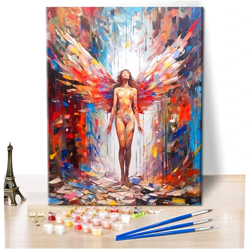 TUMOVO Paint by Numbers Angel, Angel with Wings Paint by Number for Adults, Adult Paint by Number Kits on Canvas, Colorful Space in Oil Painting Style for Art Crafts 16