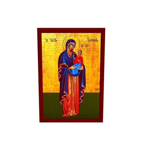 Handmade Saint Anna icon Mother of Virgin Mary, Byzantine art wall hanging of Agia Anna, Greek Handmade Orthodox icon of Saint Anne, religious gift