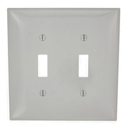 Leviton PJ2-GY 2-Gang Toggle Switch Wallplate, Midway Size, Gray