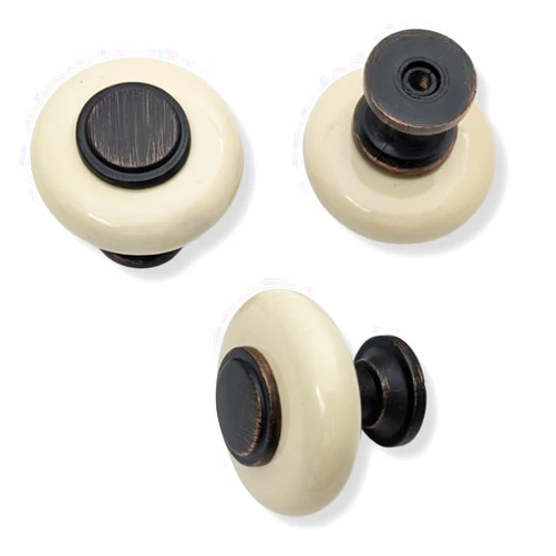 DIY Decor Hub DIY Décor Hub - Knobs for Cabinets and Drawers, Oil-Rubbed Bronze w/Beige Ceramic Cabinet Knobs, Drawer Knobs Vintage for Office, Bathroom, & More, 1.5 inches, 10-Pc Dresser Knobs Set, Large