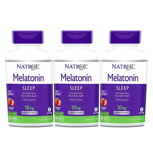 Natrol Melatonin Fast Dissolve Tablets, Helps You Fall Asleep Faster, Stay Asleep Longer, Easy to Take, Dissolves in Mouth, Faster Absorption, Maximum Strength, Strawberry Flavor, 10mg, 300 Count 300 Count (Pack of 1)