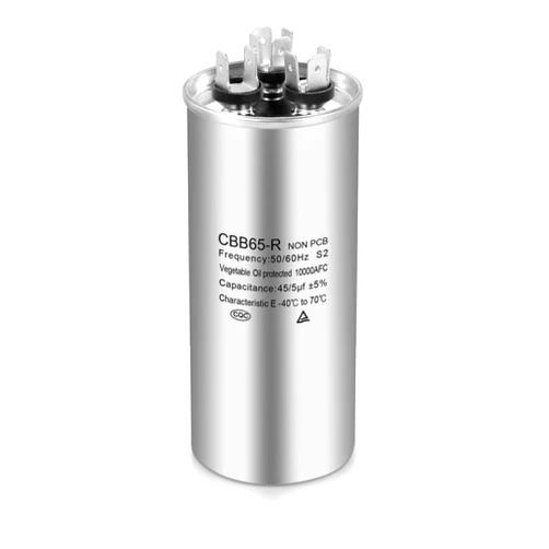 Boffdock 45+5 MFD Capacitor ±5% 45/5 uF 370/440 VAC CBB65 Round Dual Run Capacitor for Air Conditioner,Heat Pump Condenser,Fan Start- 5 Years Warranty