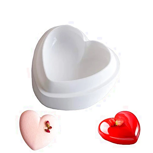 Antran Diamond Heart Love Mousse Cake Mold Trays, Silicone Baking Pan-Food Grade & BPA Free-Not Sticky Mould Suitable For Mousse,Chocolate Brownie,Cheesecake,Jelly,Ice Cream,Fondant