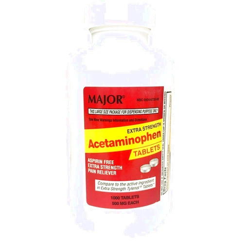 Major Pharmaceuticals Major Extra Strength Acetaminophen Tablets, 1000 ct, 500mg