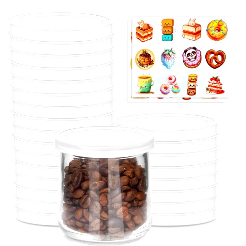 Mason Life Oui Yogurt Jar Lids, 24 Pcs Oui Yogurt Jar Lids Set, Clear Plastic Jar Replacement Lids Compatible with Oui Yogurt Jars, Lids for Oui Yogurt Jars