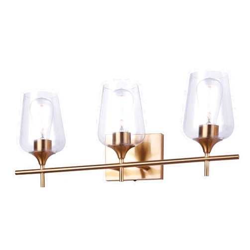 Canarm Gabrielle, Spec. Gabrielle, Spec. IVL770A03HGD -G-, HGD Color, 3 Lt Vanity, Clear Glass, 100W Type A, 24inch W x 9.5inch H x 7inch D, Easy Connect Included